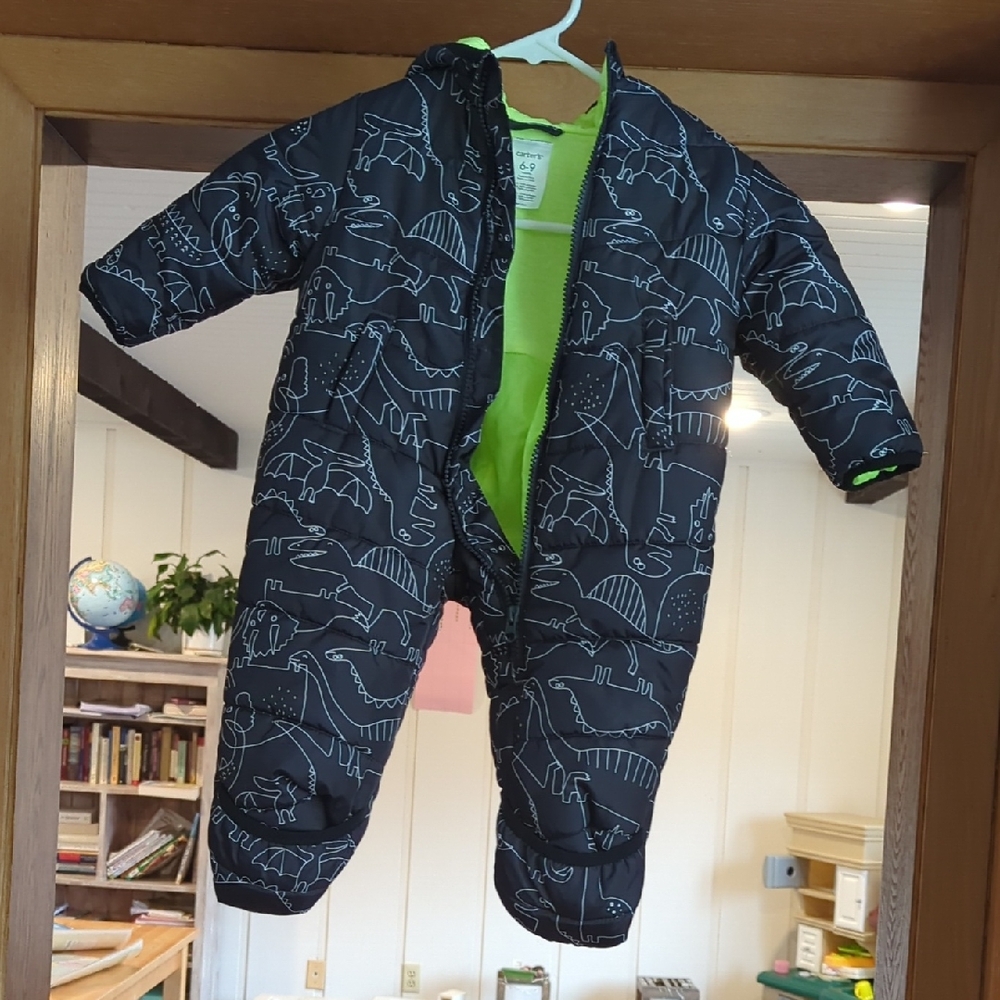 Carter's Black Snowsuit with Dinosaur Print